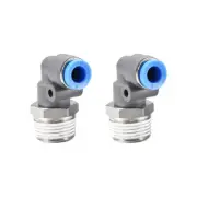 Elbow Push to Connect Air Fittings 6mm Tube OD X 3/8PT Male Thread Grey 2Pcs