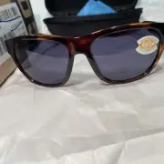 NEW COSTA DEL MAR BAYSIDE Sunglasses Tortoise/ Grey-lens 580P lens