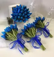 Artificial Silk Fake Tulip Flower Wedding Bouquet Set Latex Blue Tulips Flowers