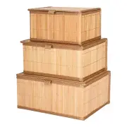 Bamboo Decorative Storage Boxes With Lids - Nesting Rectangular Lidded Box fo...