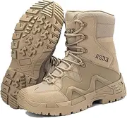 [NVBHOF] Outdoor Breathable Tactical Boots, Lightweight Waterproof High Top Military Training Boots, Durable Suede Leather Military Work Boots, for Desert Tactical Boots