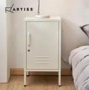 Artiss Bedside Table Mini Metal Cabinet With One Adjustable Shelf-White