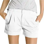 [Generic] Knit Pants Short Pocket Trousers Pleated Fashion Chino Shorts Plus Size Pants Pants 18