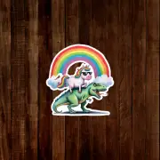 Unicorn T-Rex Rainbow Sticker - Cute Dinosaur Cartoon Decal for Kids Laptops Jou