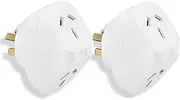2PCS Double Power Outlet Extender, 2 Way Socket Extension, 1-to-2 Grounded Outlet Extender, Plug Adaptor, 10 Amp, 3000 Watt, 250 Volt for Home/Office, White