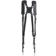 Koem Leather Two Camera Shoulder Bandit Harness Fast Strap Suspenders (Black)