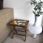 Wood Florals Folding Side Bedside Coffee Outdoor Table Furniture Decor