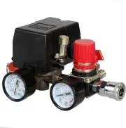 Secbolt Pressure Switch Manifold Regulator Gauges Air Compressor Black