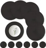 Set of 6 Round Placemats - 34cm Heat Resistant Braided Table Mats with Coasters