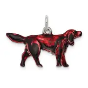 Sterling Silver Enameled Small Irish Setter Charm