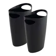 Superio Slim Bathroom Trash Can 2 Gallon Plastic, 2 Black