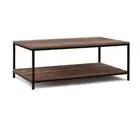 Coffee Table Black Wooden Rustic Vintage Storage Shelf Metal Frame