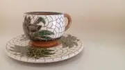handmade pottery mosaic coffee cup and saucer mosaic Jordan holy land