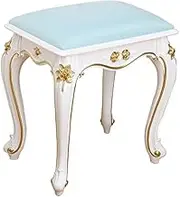 Footstool Dressing Table Vanity Table Makeup Seat Baroque Piano Chair White Vintage Upholstered Dressing Table Makeup for Bedroom 40 x 29 x 43 cm (Size: Blue S