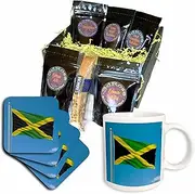 3dRose cgb_157061_1 Jamaica on a Flag Pole with Blue Sky Jamaican-Coffee Gift Basket, Multicolor