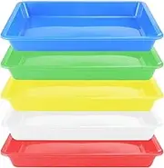 Plastic Art Trays - 5 Piece Stackable Activity & Craft Organizer, Serving & Jewelry Tray for DIY Projects, Painting, Beads (11 x 8.3 x 1.2 inch)