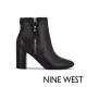 【NINE WEST】TAKES 9x9粗跟高跟短靴/踝靴-黑色