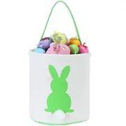 Easter Bunny Basket Egg Bags for Kids,Canvas Cotton Personalized Candy Egg Basket Rabbit Print Buckets with Fluffy Tail Gifts Bags for Easter
