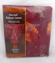 Harvest Autumn Leaves Vinyl Fall Tablecloth Thanksgiving Table Cover Oval Oblong