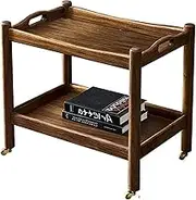 Mobile Storage Cart Solid Wood Retro Bar Cart Outdoor Rolling Cart Thickened and Strong Rustic Side Table Utility Cart Easy to Put Open Storage Space