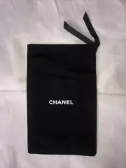 Chanel dust bag for shoes black cotton drawstring rectangle new