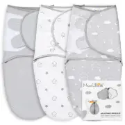 Mama Cheetah Baby Swaddle Sack, Organic S/M (0-3 Months), Grey and White