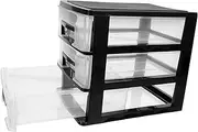 Cabilock Three Layer Drawer Storage Box Transparent and Black Multifunctional Organizer for Desktop for Office and Study Space Saving Cabinet for Efficient Storage