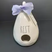 RAE DUNN REST Tear Drop Birdhouse With Feather on back New Magenta 2019