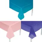 Fun Express Rectangle Disposable Plastic Tablecloth Assortment Pink, Purple & Tu