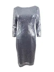 Adrianna Papell Women's Sequin Sheath Dress (10, Gunmetal)