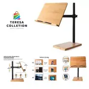 Extral Large Size Book Stand Height Adjustable, Upright Bamboo Wood Book Stan...