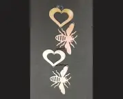 For the Love of Bees & Hearts Metal Wind Catcher Spinner Rustic Garden Whirligig