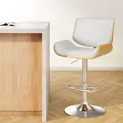 1X Artiss Bar Stools Swivel Leather Chairs Wooden
