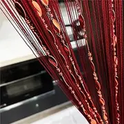 [ave split] 100cmX200cm Decorative Door String Curtain Beads Wall Panel Fringe Window Room Divider Blind for Wedding Coffee House Parts Door Divider Beads Tassel Screen Decoration (red Wine 25)