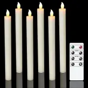 6 Pack Battery Operated Led Candles With Remote And Timer, Real Wax Flickering Warm White Light For