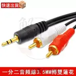 【台灣出貨】3.5轉2RCA 音源線 3.5MM 1分2訊號線 音源訊號線 發燒線 適用手機 電腦 音響 擴大機 喇叭