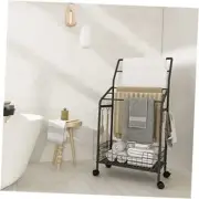 Freestanding Towel Rack Stand for Bathroom,5 Tier Movable Blanket Ladder