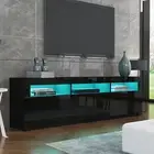 180cm RGB LED TV Stand Cabinet Gloss Front Wood Entertainment Unit Storage Black
