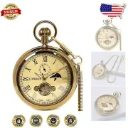 Self-Winding Vintage Pocket Watch with Tourbillon & 24-Hour Phase in Elegant Box