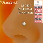 2.5mm Natural i Diamond Engagement Nose Lip Labret Screw Stud Piercing Ring Pin