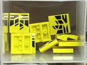 LEGO Parts - Neon Yellow Slope Curved 2 x 2 w Black Shapes - No 15068p - QTY 10