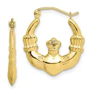 Designs by Nathan | 10k Yellow Gold Polished Claddagh Hoop Earrings | 2.8 x 22mm