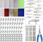 Unpainted Fishing Lures Making Kit, 286pcs DIY Lure Blank Crankbaits Minnow Hard Bait Set with Treble Hooks,Split Rings,3D Eyes,Fishing Lure Stickers Pliers DIY Fishing Tackle