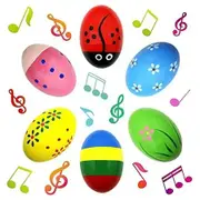 Easter Basket Stuffers Maracas Eggs for Kids Set of 6 Easter Eggs Wooden Percussion Musical Shaker Egg for Toddlers Kids Babies Boys Girls Gifts