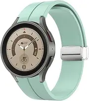 [SUPENG] Strap Compatible with Samsung Watch 4/5 40 44mm Watch 5 Pro 45mm Band Silicone Magnetic Buckle Compatible with Galaxy Watch 4 Classic 42 46mm (Color : Silver Light Green, Size : Galaxy Watch 4 40mm