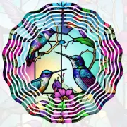 Wind Spinner 10" Adorable Trio Of Hummingbirds Double Sided WindSpinner