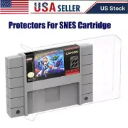 10 SNES CARTRIDGE PROTECTORS Custom Clear Cases Super Nintendo Video Game Carts