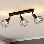 ANWIO Adjustable LED Ceiling Spotlights Rectangular Base, Wall Spotlights with 3 LED Bulbs E14 Fitting, Wall Light, Vintage Chandelier for Shop, Bar, Kitchen, Living Room, Bulbs Not Included EUC-EA