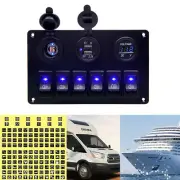 6 Gang Rocker Circuit Blue Switch Panel Breaker LED Waterproof Car Marine Boat (for: Renault)