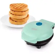Mini Waffle Maker - 4” Waffle Mold, Nonstick Waffle Iron Quick Heat DASH Aqua